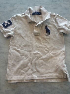 Polo by Ralph Lauren Light cream Polo with Navy Pony & Sleeve Patch
